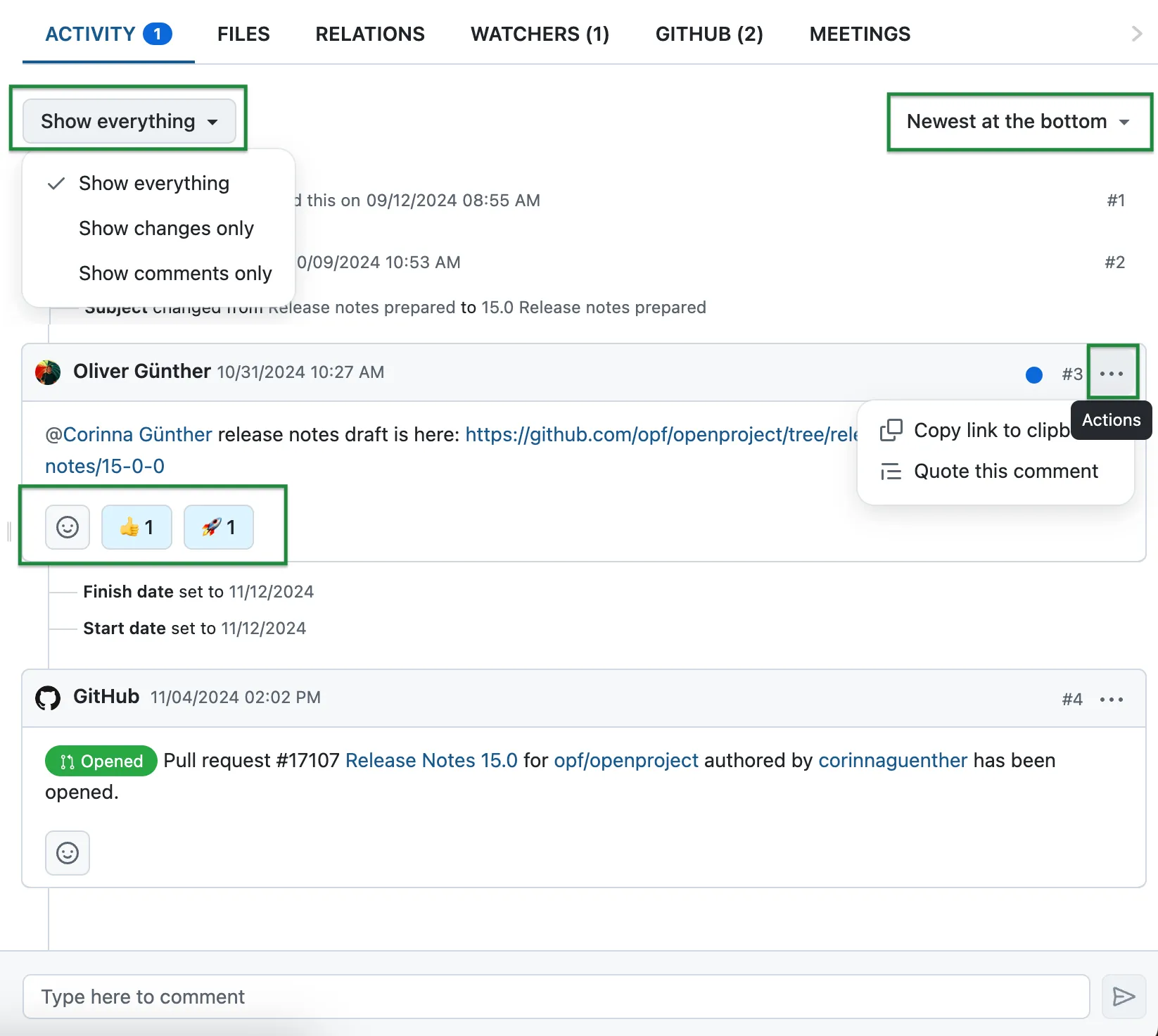 openDesk activity tab