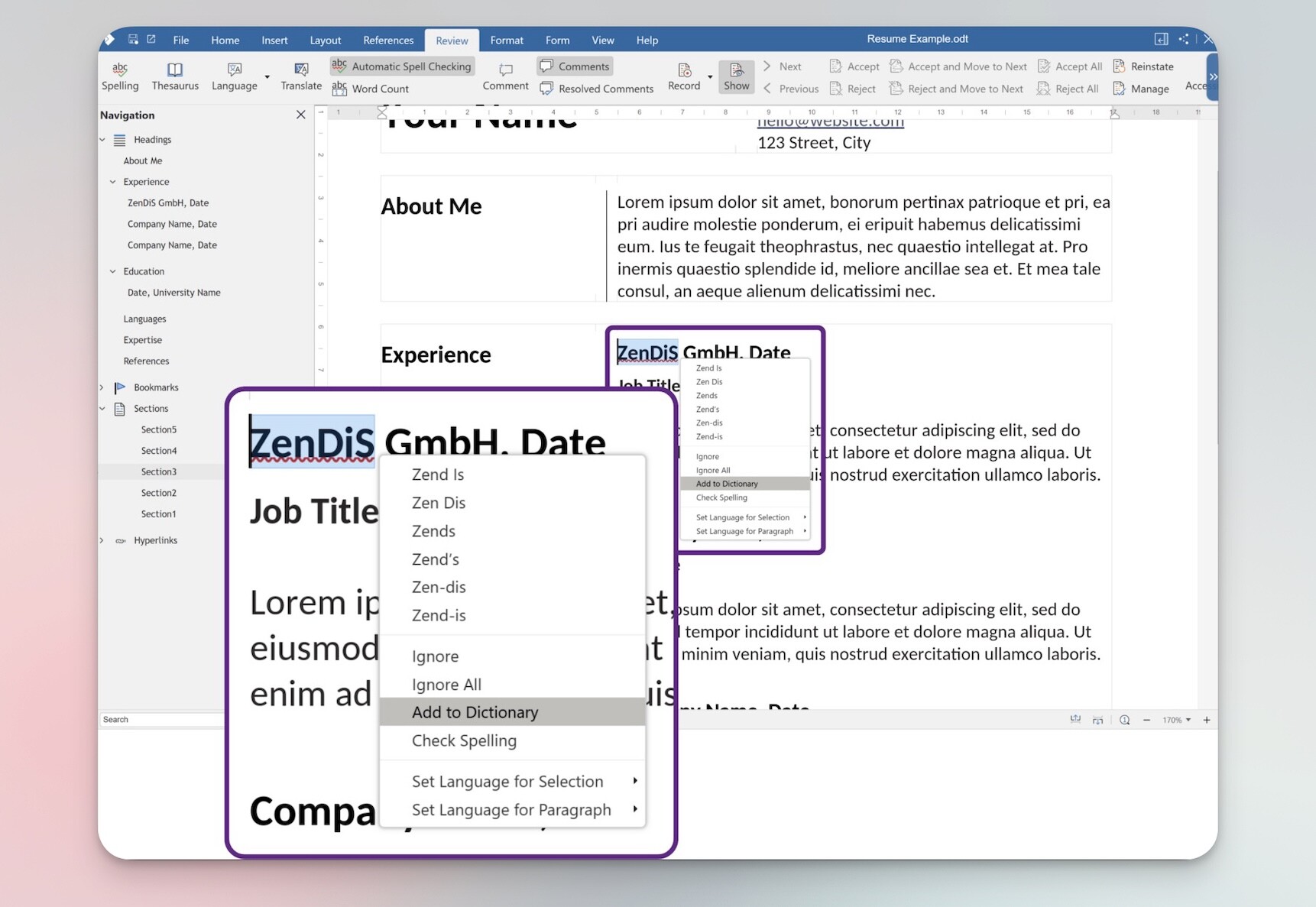 Autotext in openDesk 1.6