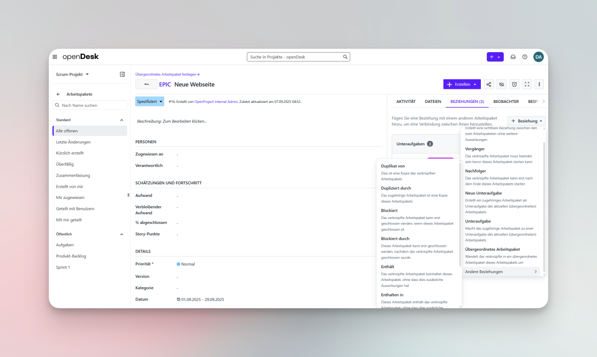 Verbesserte Erstellung benutzerdefinierter Felder in openDesk 1.7