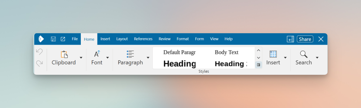 Notebookbar tabs in openDesk