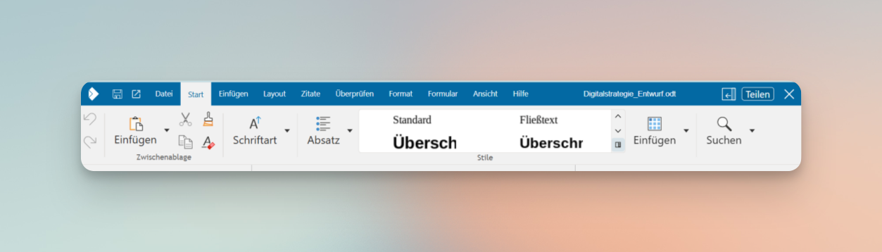 Notebookbar-Registerkarten in openDesk